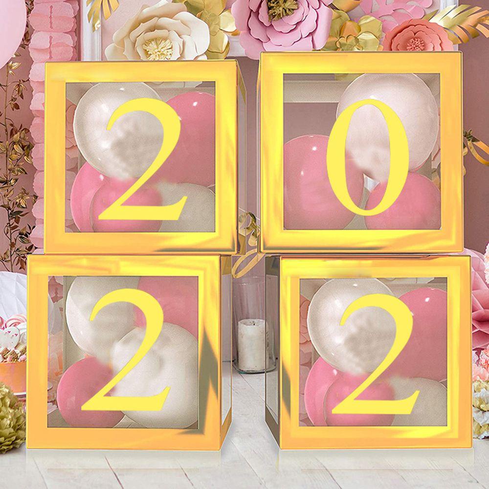 Set 4 Hộp Vuông Đựng Bong Bóng Trang Trí Tiệc GRAD 2022 Ốp