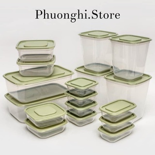 Set hộp nhựa đựng thực phẩm 17 món, bộ hộp nhựa cao cấp bảo quản thực phẩm