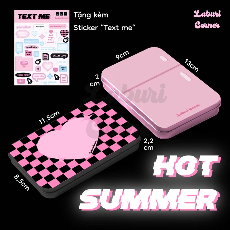 HỘP THIẾC HOT SUMMER ĐỰNG TOPLOADER A7/B8🖤Kèm Sticker trang trí 💖