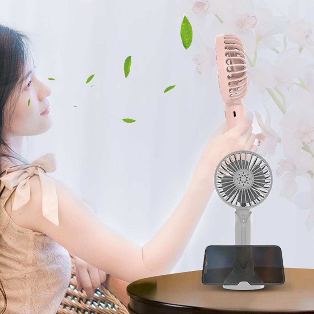 Quạt làm mát cầm tay 2000mAh có giá đỡ điện thoại sạc usb tiện dụng