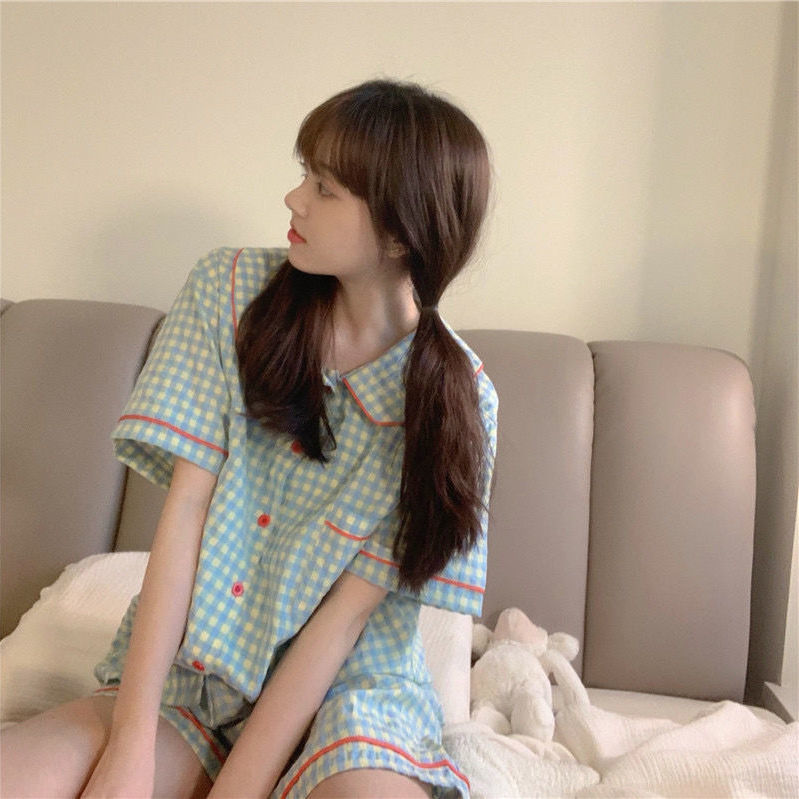 Bộ Đồ Ngủ Ngắn Tay Xinh Xắn Theo Phong Cách Hàn Quốc Cho Nữ