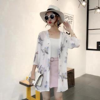 Áo khoác voan cổ tim in họa tiết cách điệu thanh lịch dành cho nữ