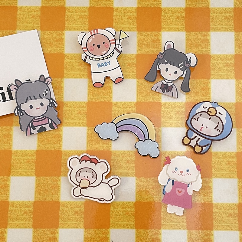 Ghim Cài Áo Bằng Acrylic Hình Bé Gái Hoạt Hình Dễ Thương