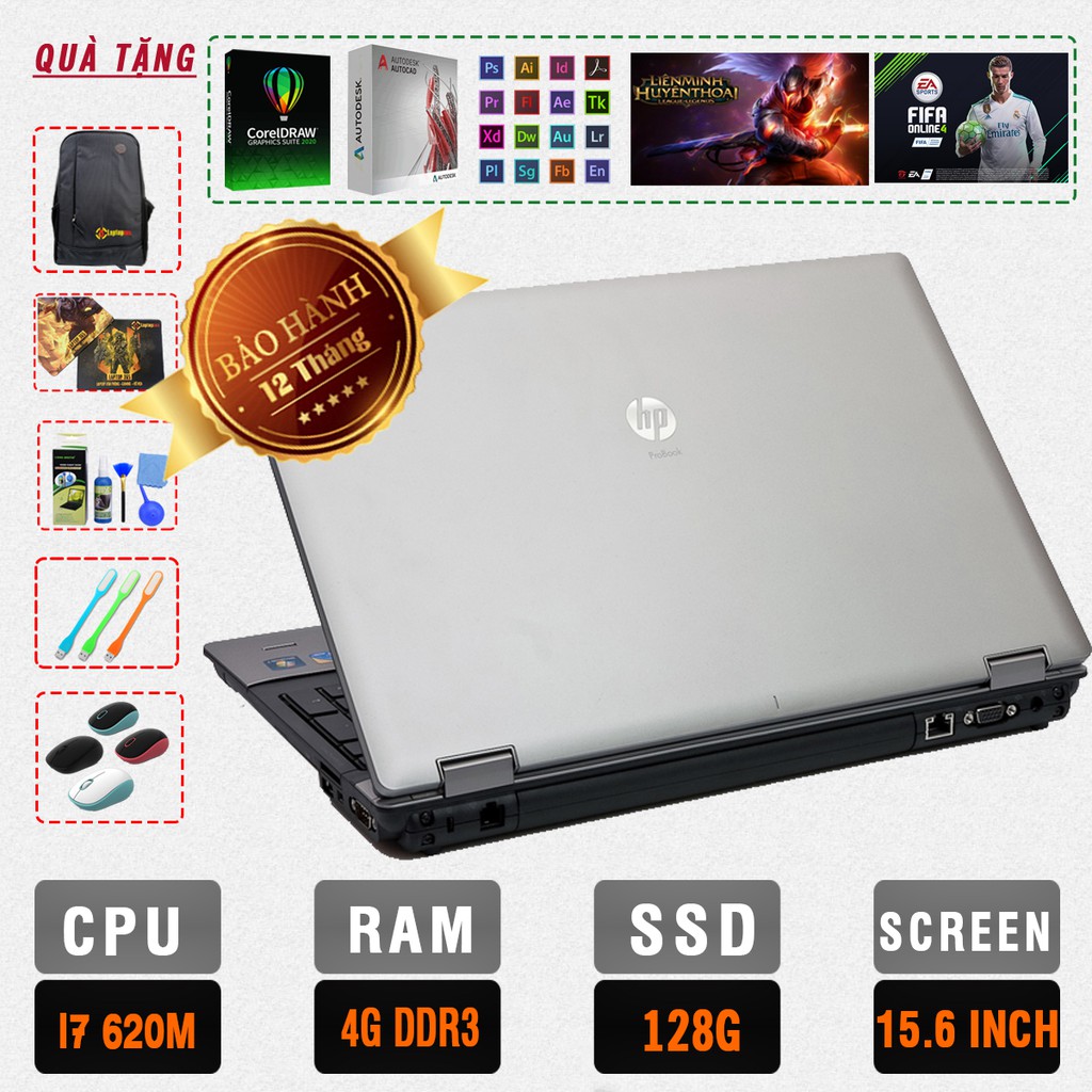 Laptop Cũ ⚡BẢO HÀNH 12T⚡Laptop HP Probook 6550b Core i7 Manh Mẽ