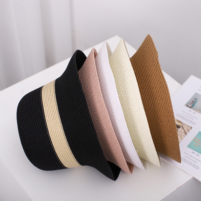 Mũ Cói Cụp Đai Cói Đen Jussy Fashion Phong Cách Nón Cói Đi Biển Vintage Hàn Quốc Nhiều Màu Đẹp