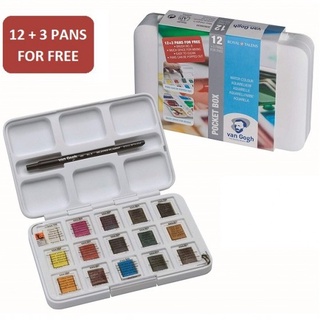 Màu nước vangogh, Van gogh 12+3 pan (tặng kèm 10 tờ a5 định lượng 220gsm)