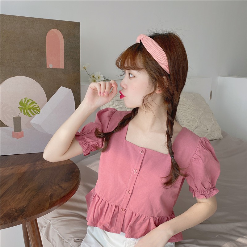 [Mã WASTUP giảm 10% tối đa 30K đơn 99K] Áo kiểu cổ vuông tay phồng bánh bèo phong cách ulzzang Hàn Quốc C13 - Maoshop | BigBuy360 - bigbuy360.vn