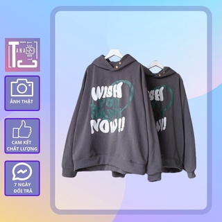 [sẵn]Áo Hoodies vaỉ nỉ form rộng chữ in Wish ( ảnh thật tại shop) Tanazi Closet