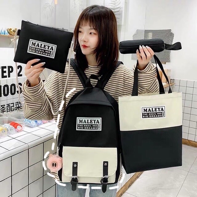 [TRỢ GIÁ] COMBO SET 4 MÓN BALO MALEYA-CB11 BALO+VÍ THỜI TRANG+HỘP BÚT+TÚI TOTE