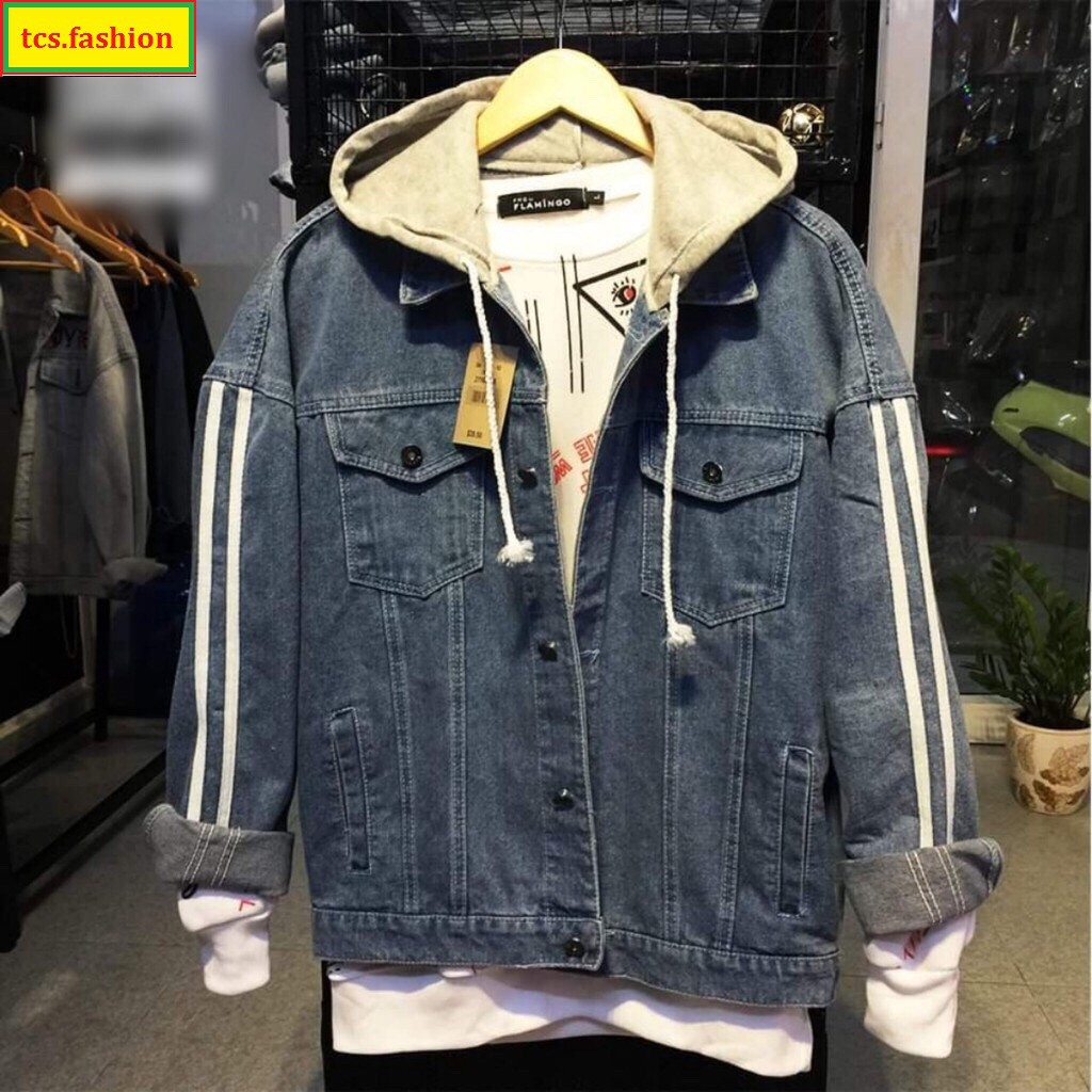 Áo Khoác Jean Nam Đẹp Mã 04 Liền Mũ Cao Cấp Xanh Đen Thời Trang TCS.FASHION
