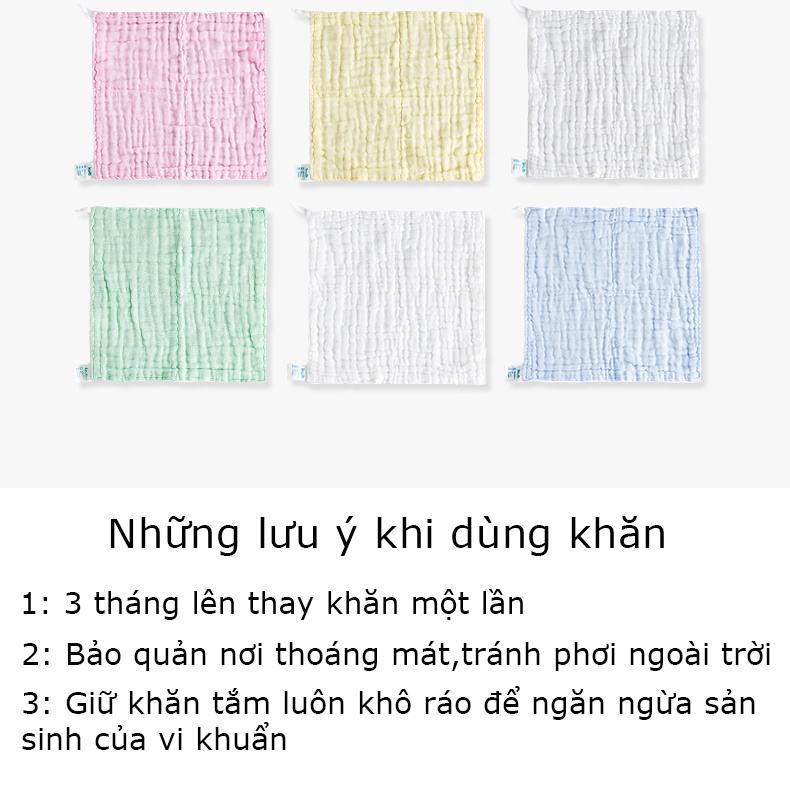 Khăn lau mặt cao cấp cho bé KUB, khăn sợi bông 6 lớp mềm mại dễ dàng thấm nước an toàn cho bé