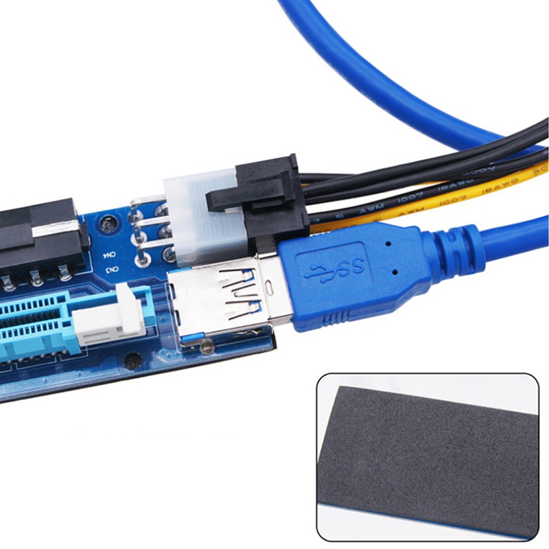 Card Mạng Pci-E 1x Sang 16x 30cm Usb 3.0 Sata Sang 4pin + 6pin Cho Btc Mining Miner Riser | BigBuy360 - bigbuy360.vn