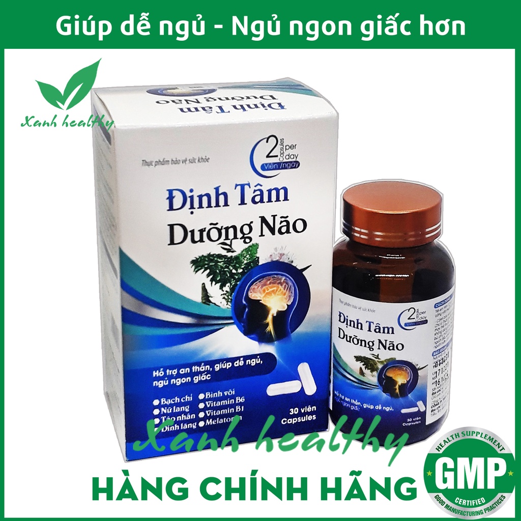 Viên uống ĐỊNH TÂM DƯỠNG NÃO - giúp an thần, dễ ngủ, ngủ sâu giấc - thành phần thảo dược an toàn khi sử dụng - Hộp 30V