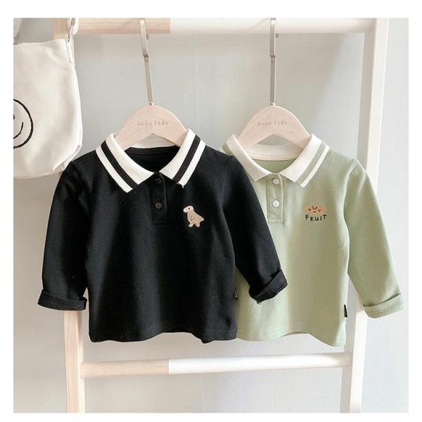 Áo polo bé trai,Áo Thun  Dài Tay Họa Tiết Thêu Hoạt Hình Thời Trang Theo Phong Cách Hàn Quốc Cho Bé Trai