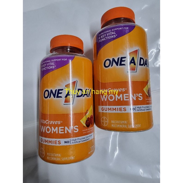 kẹo dẻo one a day women's vitacraves dành cho nữ 170 viên date 2024