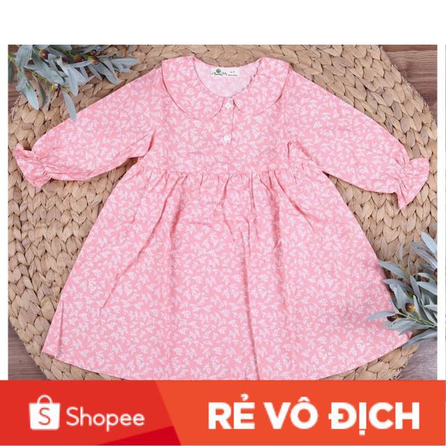 Váy thô hoa nhí dài tay , cổ sen, cài cúc, tay dúm bé gái size 6-10T, cho bạn từ 19-30kg. Chất thô hàn siêu đẹp