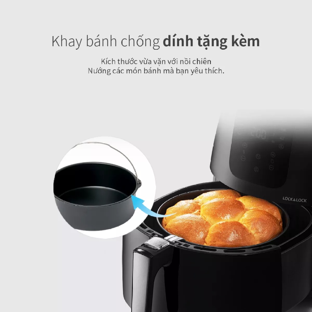 Nồi Chiên Không Dầu Điện Tử Lock&Lock EJF296BLK Super Jumbo Plus Air Fryer 7.2L