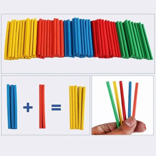 Bộ 100 Que Tính Nhiều Màu Bằng Gỗ Dài 14,5cm