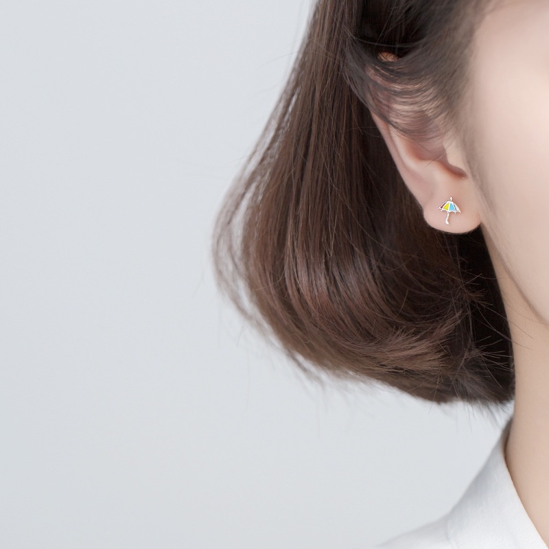 Khuyên Tai Hình Cây Dù Mini Màu Cầu Vồng Thời Trang Mới Cho Nữ