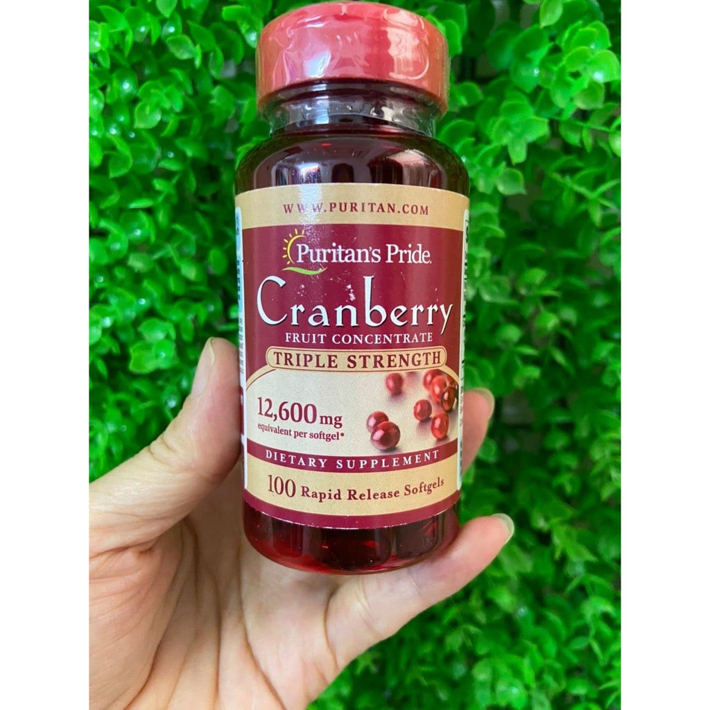 Viên uống ngừa viêm tiết niệu, tiểu đêm, tiểu dắt, hỗ trợ tim mạch quả việt quất Cranberry Puritan's Pride 100 viên