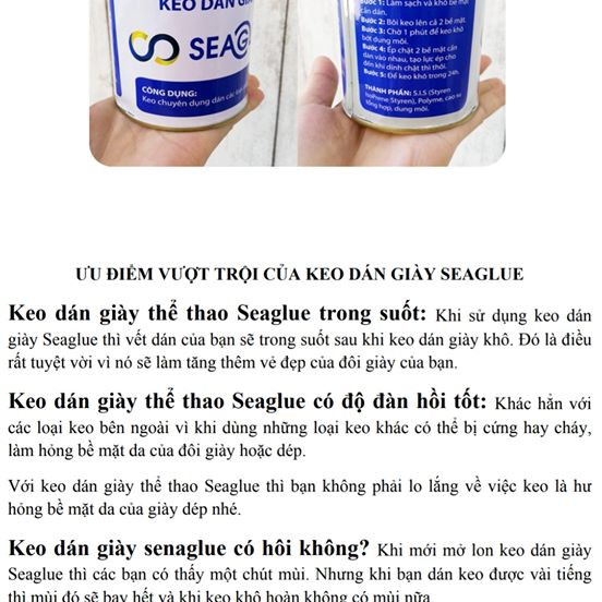 Keo dán giày dép Seaglue chuyên dụng giá rẻ LỌ 300ML