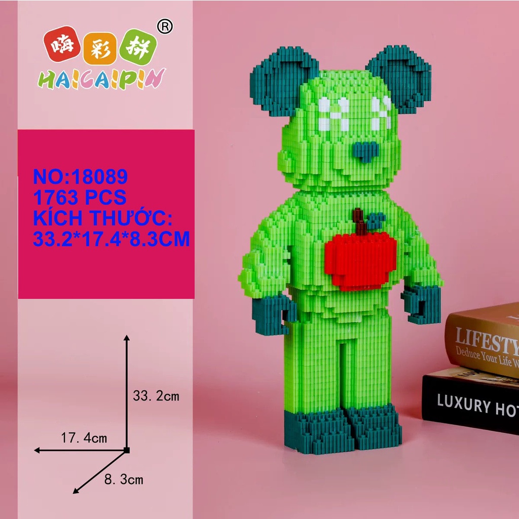 Xếp hình Gấu Bearbrick 33cm - 36cm Đồ chơi lắp ráp mô hình cỡ lớn Hàng Đẹp bear bricK