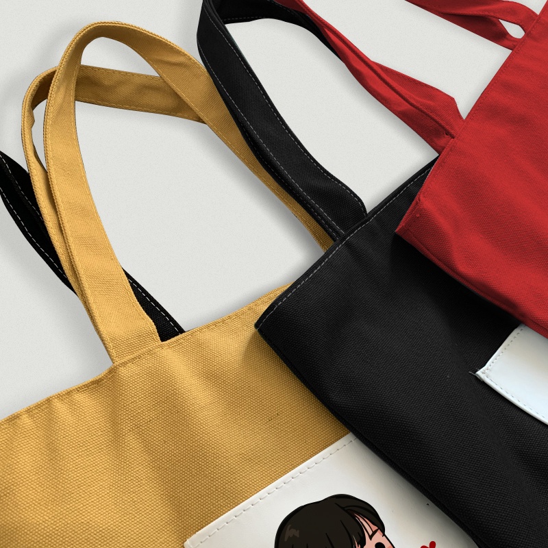 Túi Tote vải túi nhỏ thời trang in hình cô gái đeo vai phong cách Ulzzang đựng vừa sách vở đi học, tài liệu A4, laptop