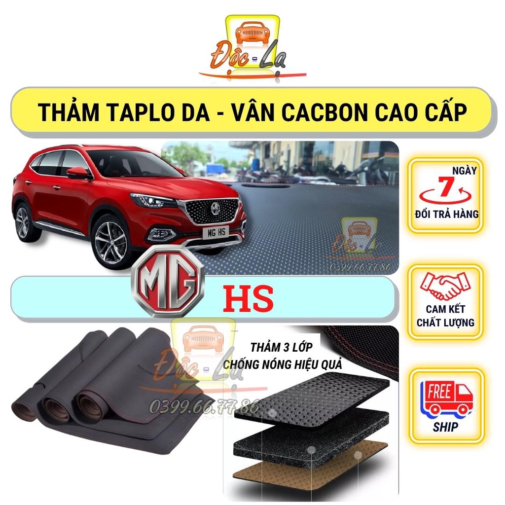 Thảm taplo MG HS 2021 - 2022 da vân Cacbon cao cấp, chống nóng, bảo vệ ô tô hiệu quả