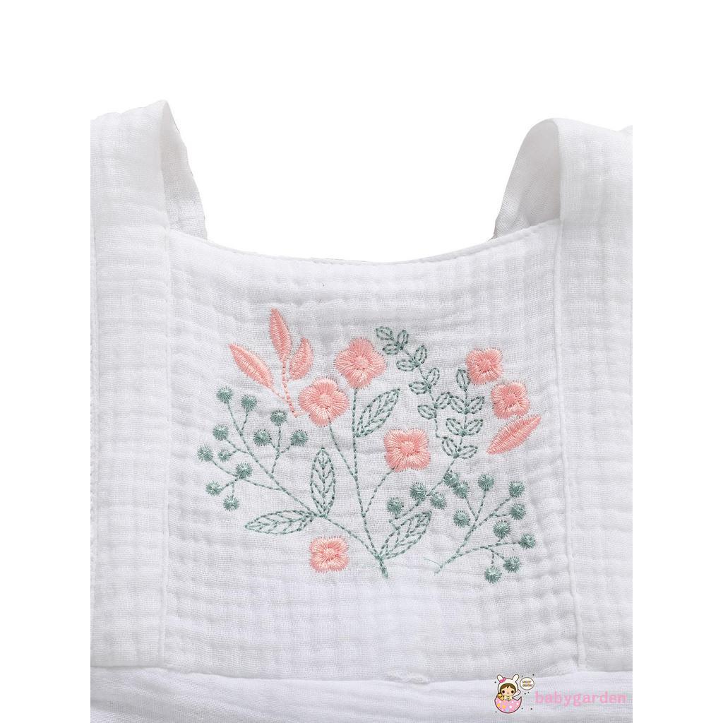 Jumpsuit Cotton Sát Nách Thêu Hoa Cho Bé Gái