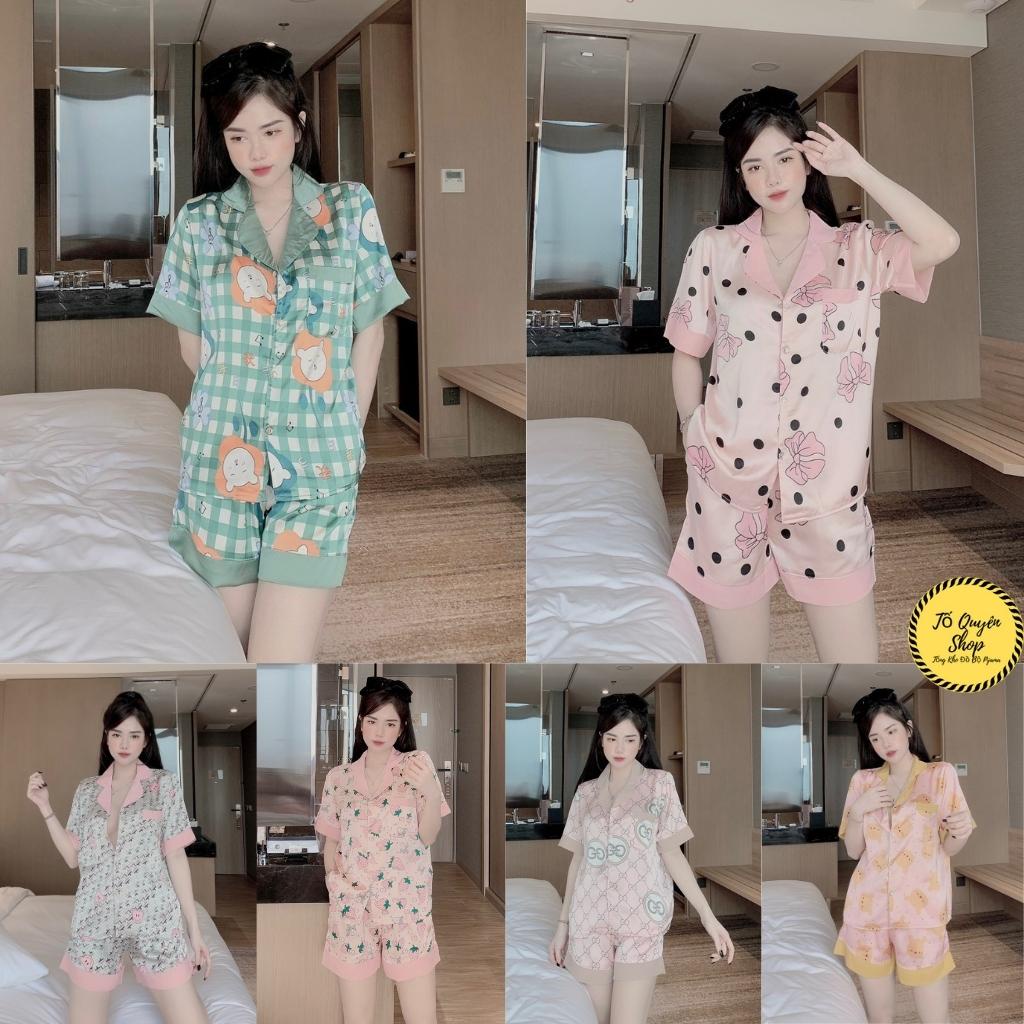 Bộ Đồ Ngủ Lụa🔥FREESHIP🔥 Đồ Bộ Pijama Quần Đùi Áo Cộc Họa Tiết Da Báo Cá Tính BN7.1