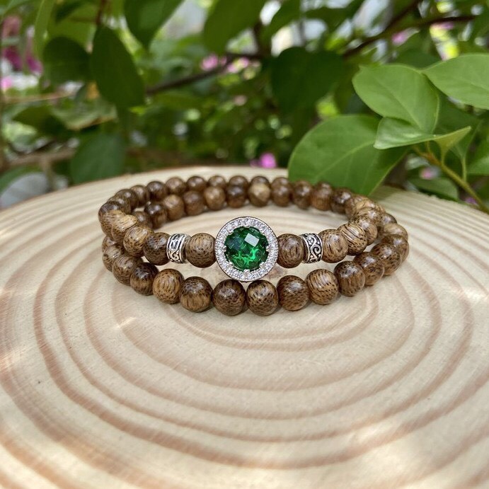 Vòng Tay Trầm Hương Mix Charm Đá Phong Thủy - Vòng Tốc Vườn Thơm Dịu Nhẹ VTTH84