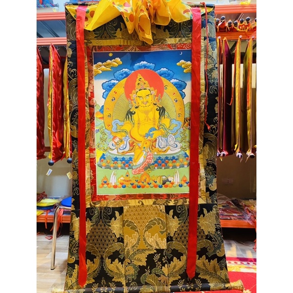 Thangka gấm nâu 125x65cm
