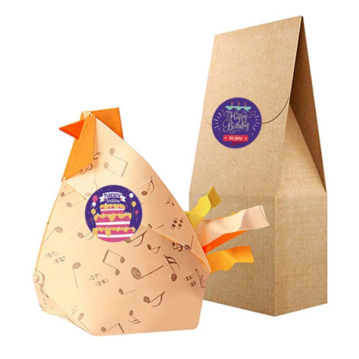 Sticker Happy Brithday - Cuộn 500 tem dán Sticker Nhãn Dán  Sinh Nhật Vui Vẻ -Nhãn Dán Sổ, Thiệp, Gói Quà, Hộp Bánh
