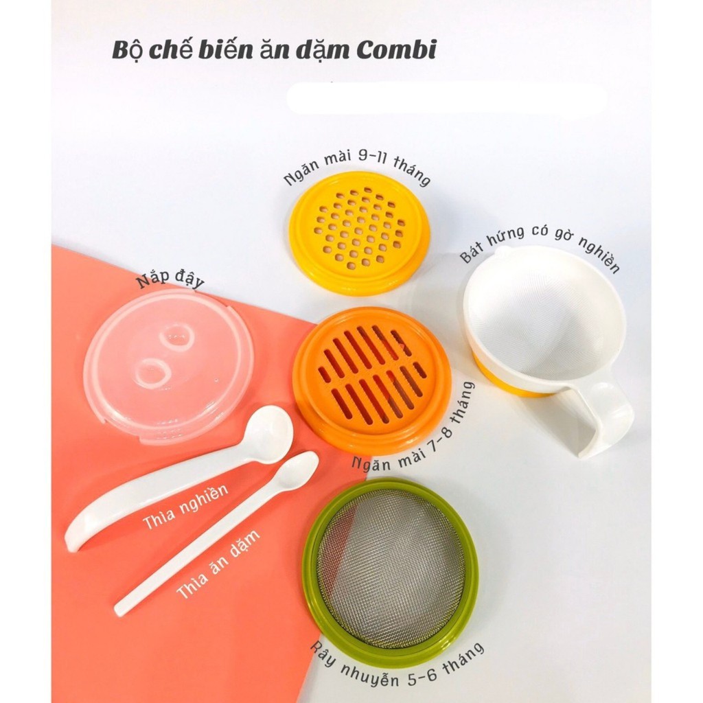 Bộ chế biến ăn dặm Combi lớn phù hợp với từng giai đoạn phát triển của bé