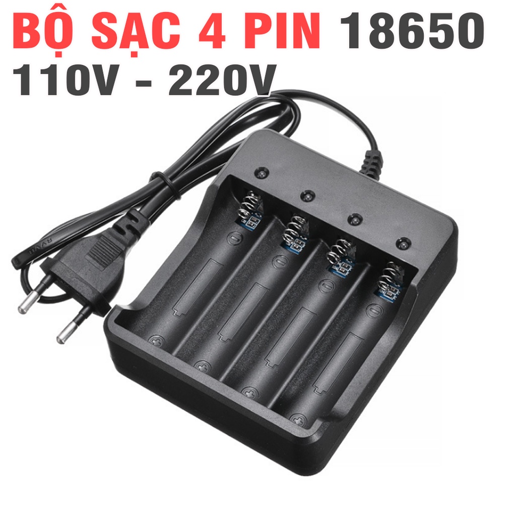 Bộ sạc pin 18650 3.7v - 4.2v  sạc 4 viên đồng thời sử dụng điện 100V - 240V