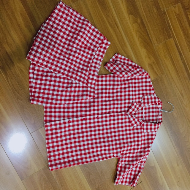 Set áo/ quần giả váy kẻ caro (có tách set)