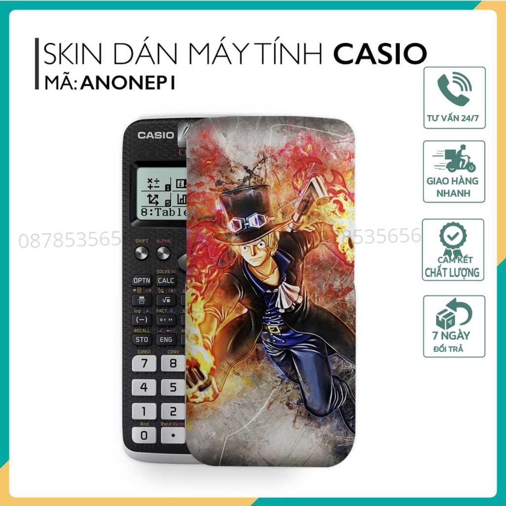 Miếng decal dán máy tính casio 570/ casio 580/ vinacal In Hình Anime One Piece Bộ 1 -anonepb1