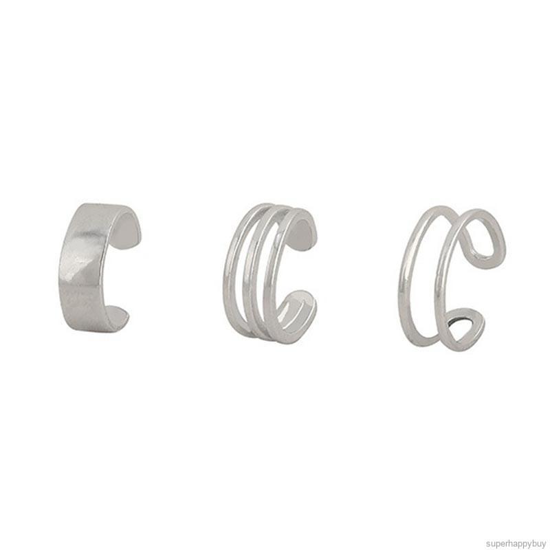 Bộ 3 khuyên tai dạng kẹp phong cách Hàn Quốc mới thời trang