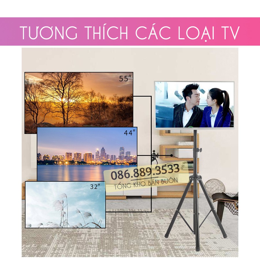 #502A - Giá treo tivi 3 chân đứng ErgoTek E1200 32 - 55 inch - Xoay 360 độ