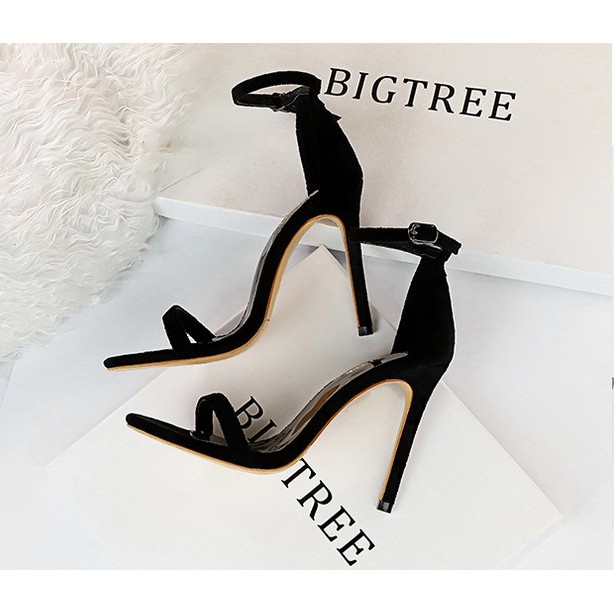 Giày cao gót BIGTREE chính hãng- kiểu sandal quai mảnh da lộn - hở mũi li