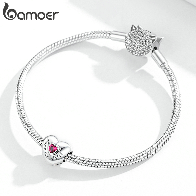 Hạt Trang Sức Bamoer SCC1835 Bạc Sterling 925 In Chữ Forever Love Sáng Tạo Bắt Mắt Cho Nữ