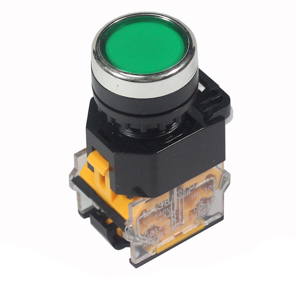 Nút Nhấn Nhả MÀU XANH LÁ LA38-11- 440V 10A - Nút reset Xanh, Nút Nhấn Màu Xanh  phi 22mm