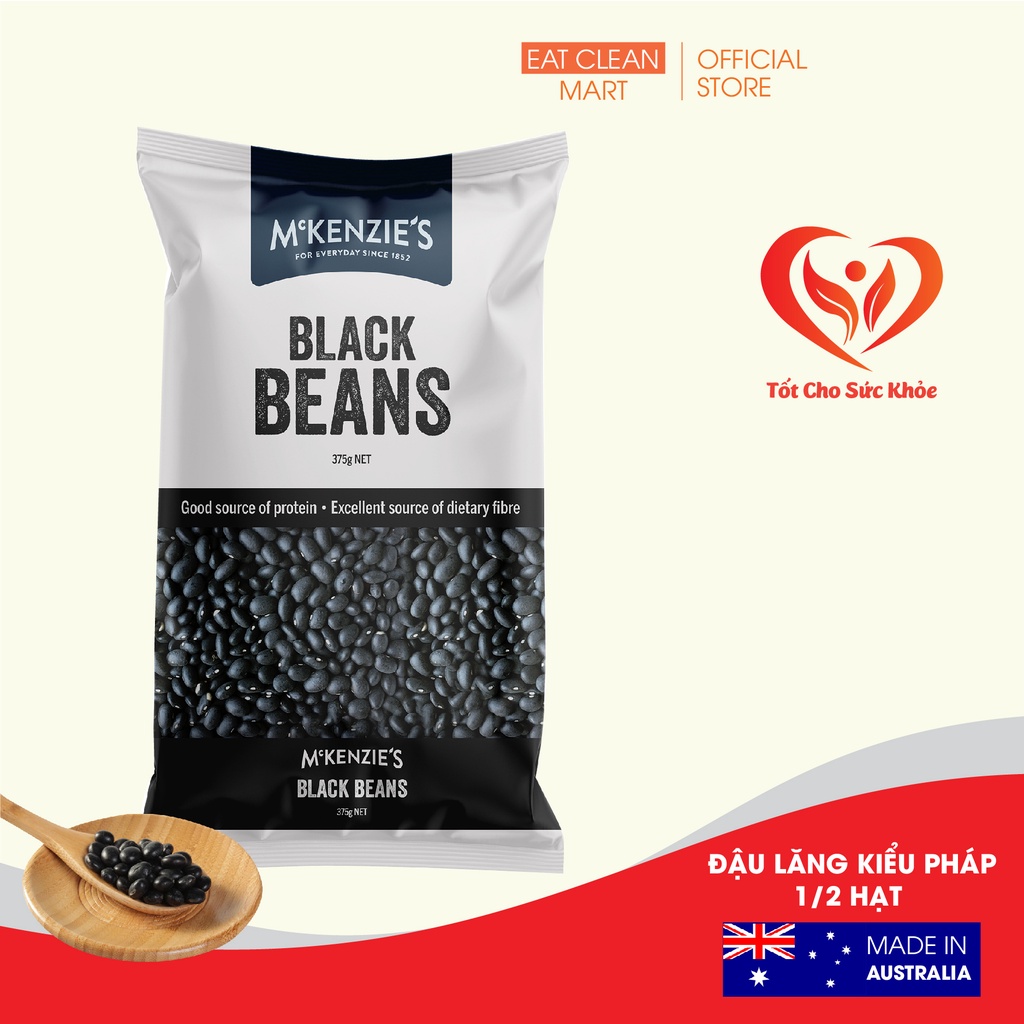 Đậu Đen Cao Cấp Nhập Khẩu Úc McKenzie's - Black Beans - Túi 375g