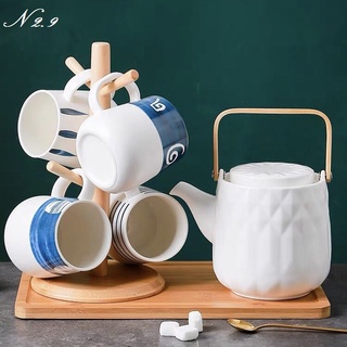 Bộ ấm cốc sứ cao cấp màu xanh lam phong cách kiểu Nhật độc đáo 2.9