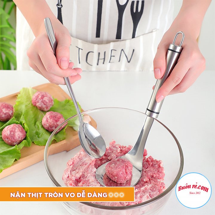 Thìa inox làm thịt viên, chả viên, nặn mọc tiện dụng - Muôi inox nặn thịt viên đẹp mắt 01457