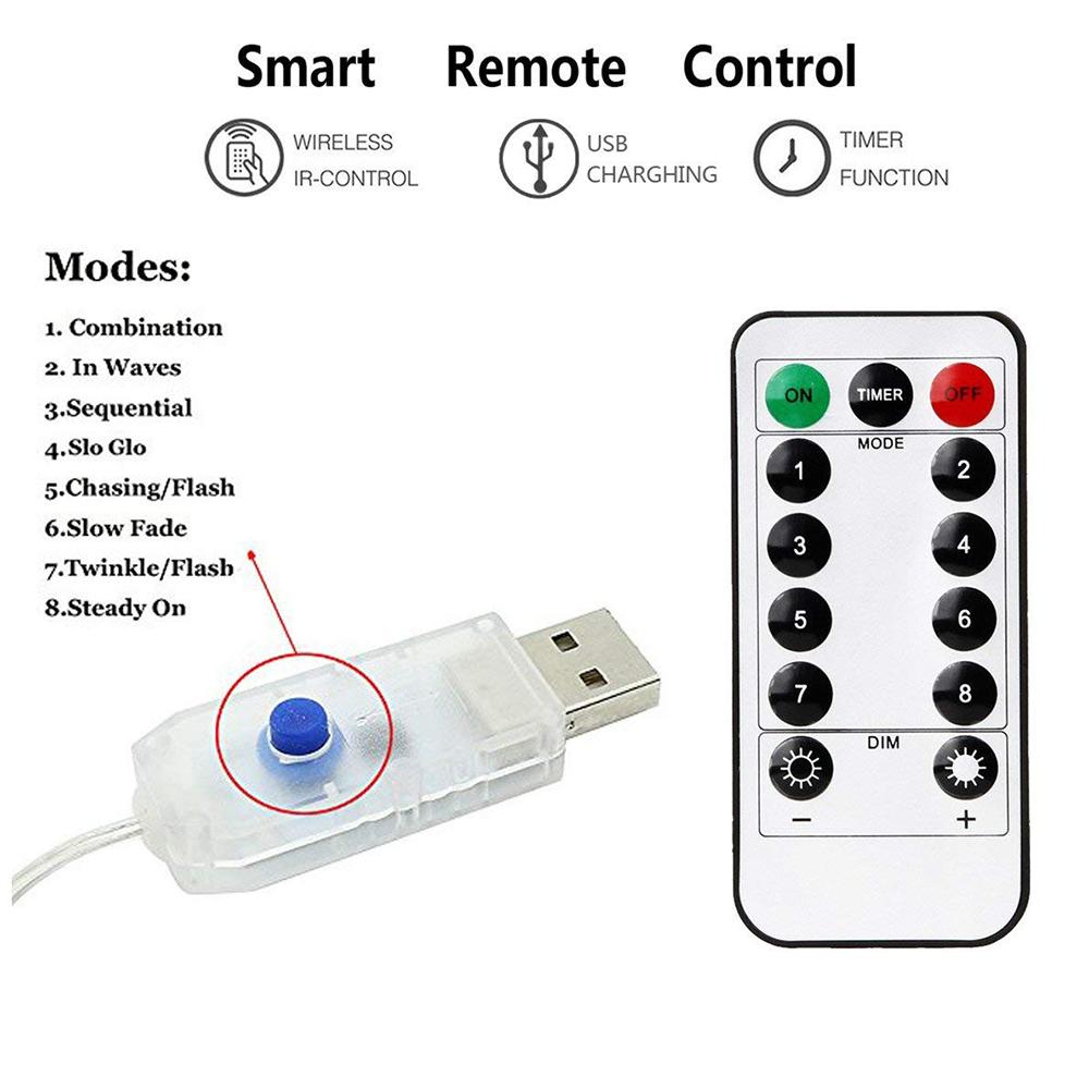 Dây Đèn led 20m / 10 / 20m Ánh Sáng Bạc Cổng usb Chống Nước Trang Trí Nhà Cửa / Tiệc Cưới / Giáng Sinh