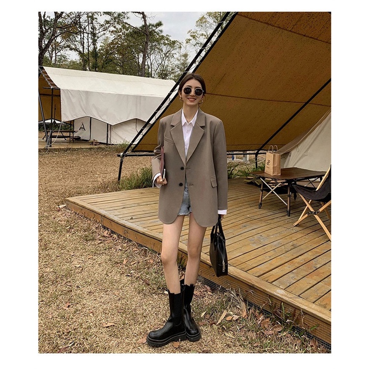 Áo khoác blazer dáng rộng thời trang mùa thu phong cách Hàn Quốc 2021 cho nữ nhiều màu tùy chọn