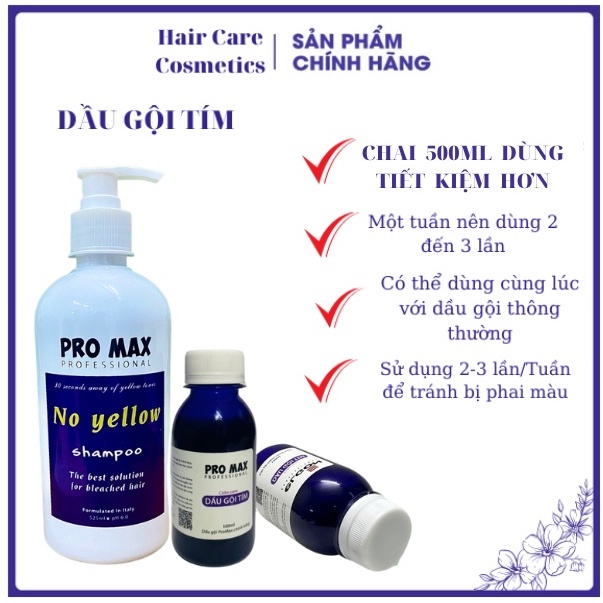 Dầu gội tím Promax, dầu gội khử vàng và giữ màu dành cho tóc tẩy nhuộm màu thời trang | Shop