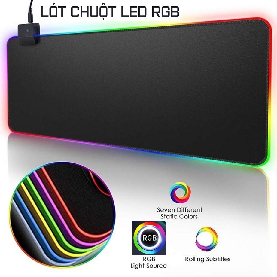 Bàn di chuột Gaming RGB bo viền Led sáng cỡ lớn (80 x 30 cm) - Bàn di Chuột chơi Game Led nhiều màu