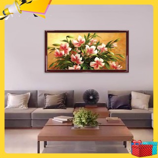 Tranh hoa ly, hoa bách hợp phong cách sơn dầu, in canvas / ép gỗ MDF – W1641